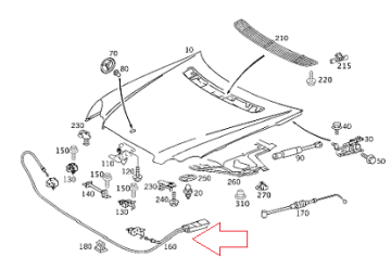Mercedes W203/W209 Ön Kaput Teli/Kaput Halatı/Ön Dışdaki