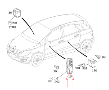 Mercedes A169/W245 Cam Düğmesi Sol/Şöför Taraf