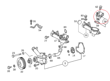 Mercedes W124- W202-W208-W210 111 Motor Termostat-Borulu