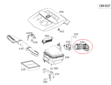 Mercedes W176 651 Motor Hava Flitre Borusu/Hava  Emiş Borusu