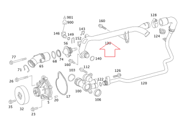 Mercedes W203/W204/w209 271 Motor Devirdaim Su Hortumu/Termostat Burusu Üst