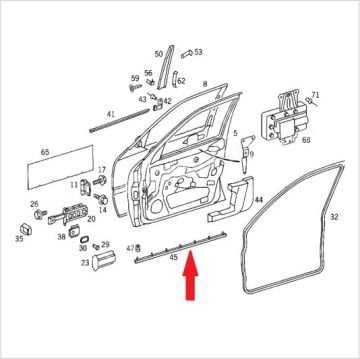 Mercedes C Glass W202 Kapı Alt Tozluk/Kapı Alt Çıtası Ön Sol