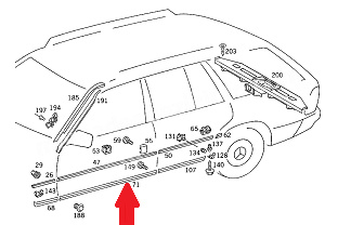 Mercedes W124 Kapı Çıtası/Kapı Niklaji Ön Alt SOL
