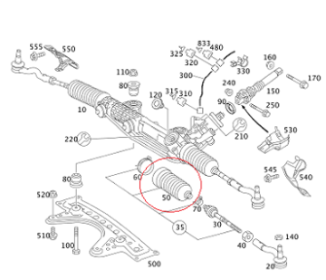 Mercedes W211 Direksiyon Rot Körüğü