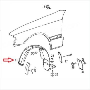 Mercedes W202 Ön Teker Çamurluk Davlumbaz Sol