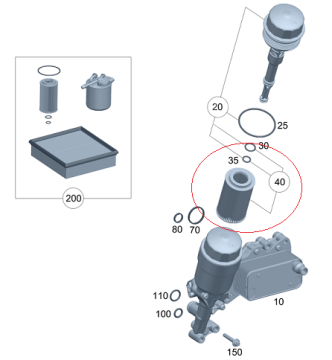 Mercedes W204/W212/Vito W447/W639/Sprinter W906 651/646 Motor Yağ Flitresi