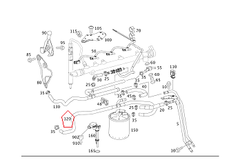 Mercedes W204 646 Motor(Dizel) Yakıt Emiş Hattı/ Yakıt Borusu/Mazot Hortumu
