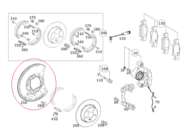 Mercedes W204 Arka Fren Balata Sacı Sağ