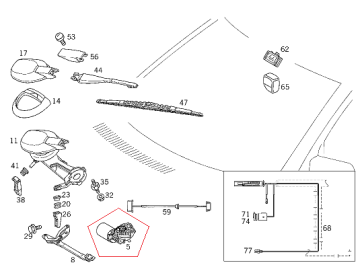 Mercedes W208/W210 Ön Cam Silecek Motoru