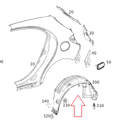 Mercedes W176 Çamurluk Davlumbazı Arka Sağ