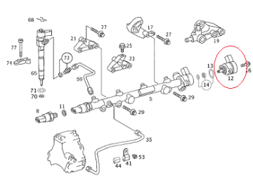 Sprinter/Vito W638/W203/W210/Vaneo 611/612/613/628 Motor Yakıt Kontrol Valfi/Yakıt Basınç Valfi/Basınç Ventili/Basınç MüşürüBasıç Regületörü