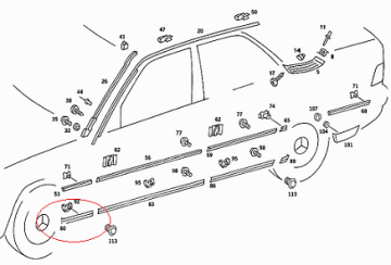 Mercedes W201 190D Ön Çamurluk Çıtası Alt Sağ