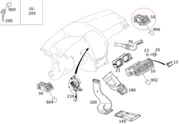Mercedes W204 Ön Göğüs Kalorifer Izgarası/Sağ Klima Izgarası/Hava Nozulu