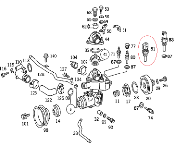 Mercedes W140/W210/W202 111/104 Motor Hararet Müşürü/Sıcaklık Sensörü