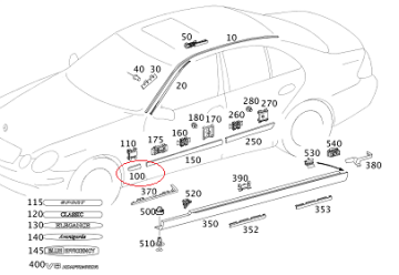 Mercedes W211 Çamurluk Çıtası/Nikelaj Sol