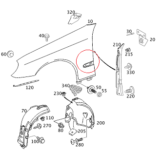 Mercedes W211 Çamurluk Çıtası/Nikelaj Sağ