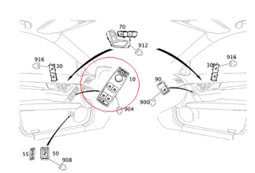 Mercedes W204/W207/W166/W164/242 Cam Açma Düğmesi/Cam Kontrol Paneli/Ayna Katlamalı Sol