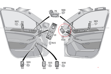 Mercedes W204/W117/W156/W176/W212 Ön/Arka Cam Açma Düğmesi/Cam Kontrol Paneli SAĞ