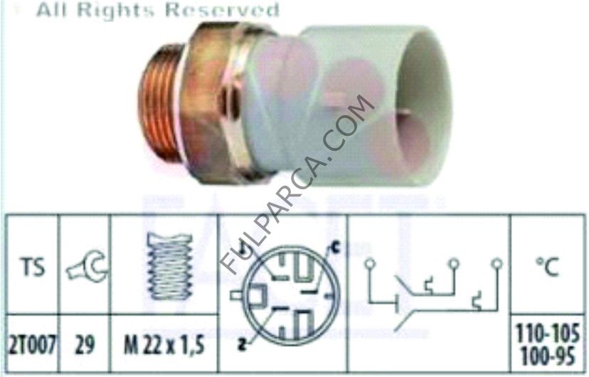 ÜÇ FİŞLİ FAN MÜŞÜRÜ110°C - 105°C 100°C - 95°C