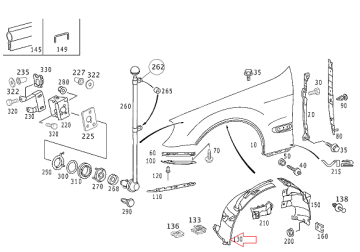 Mercedes W220 Long Çamurluk Davlumbazı/Önün Önü Sağ