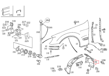 Mercedes W220 Long Çamurluk Davlumbazı/Önün Arkası Sağ