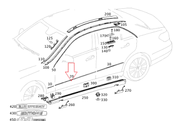 Mercedes E Glass W212 Ön Kapı Çıtası/Kapı Nikelajı Sağ Dış