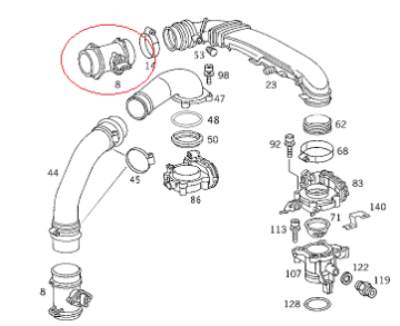 Sprinter W901/Vito W638/W202/W201- 611-111 Motor Hava Kütle Ölçer/Hava Akışmetre/Gaz Kelebeği