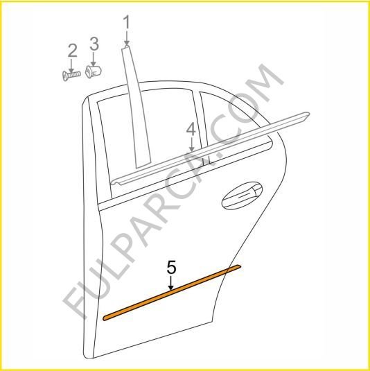 Mercedes E Glass W212 Arka Kapı Çıtası Sağ
