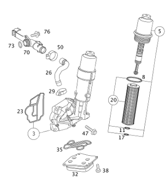 Mercedes W203/W204/W211 271 Motor Yağ Filtre Kapağı/Flitre Kütüğü