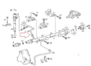 Sprinter W202/W203/W210/W211/W901/W904/W638/W639 611/612 Motor 4.Enjektör Yakıt Borusu/Mazot Hortumu/Mazot Hortumu