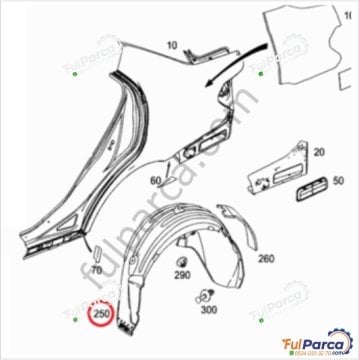 Mercedes E Glass W212 Arka Çamurluk Çamurluk Davlumbazı Sağ