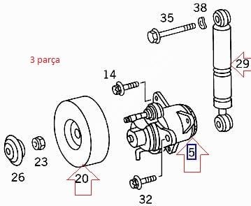 Mercedes W210/W124 111 Motor Kayış Gergi Kütüğü Set