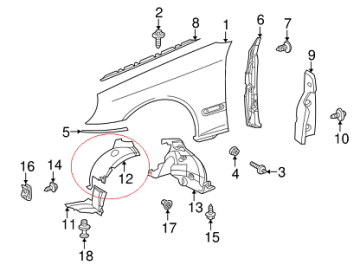 Mercedes W203 Çamurluk Davlumbazı Ön Orta Sağ