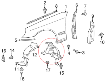 Mercedes W203 Çamurluk Davlumbazı Önün Arkası Sol