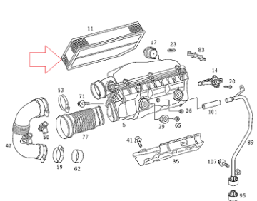 Mercedes ML163/W163 612 Motor Hava Flitresi