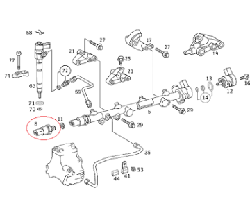 Mercedes W168/W210/Vito W638/W168/Vaneo 601/W611/612/613/628/668 Motor Yakıt Basınç Valfi/Basınç Sensörü