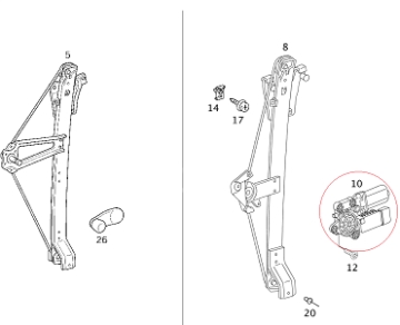Mercedes W168 W160 Arka Kapı Cam Krikosu Motoru Sağ