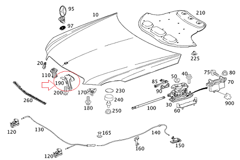 Mercedes E Seri W212 Motor Kaput Emniyet Kancası