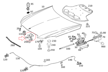 Mercedes E Seri W212 Motor Kaput Emniyet Kancası