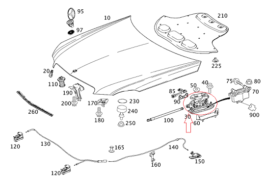 Mercedes E Seri W212 Motor Kaput Menteşesi Sol
