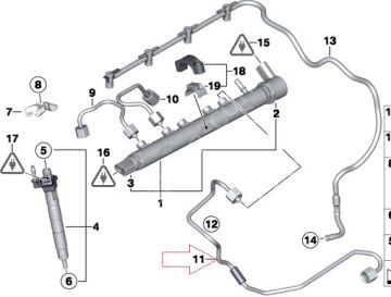 Bmw E90/F10F20/F30 N47N/57N Motor Enjektör Basınç Hattı/Basınç Borusu