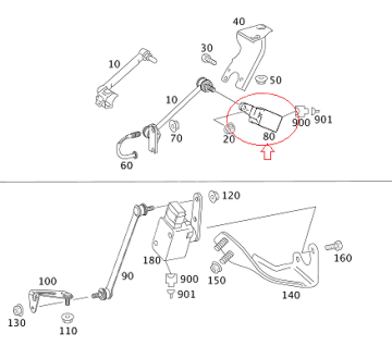 Mercedes S Class W221/W220/W219/W203/W210/W211/W169/W245/Ml W164 272 Motor Far  Ayar Seviye Sensörü/Dönme Açı Sensörü