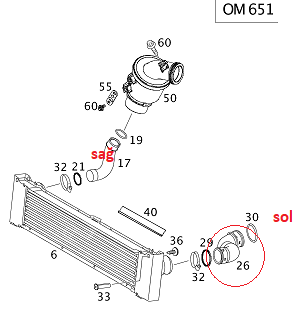 Vito W639/Viano 2.2 Cdı 651 Motor Turbo Hortumu/İntercooler Hortumu Sol