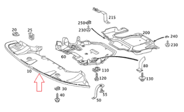 Mercedes W211 Motor Karter Muhafazası/Alt Muhafaza/Motor Koruma-Ön Alt Yarasa (Alt - Ön)