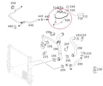 Mercedes ML164/W164 Radyatör Yedek Su Deposu/Genleşme Tankı