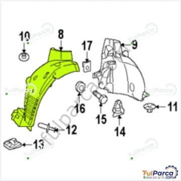 Mercedes W204 Çamurluk Davlumbazı,Önün Önü Davlumbaz Sol