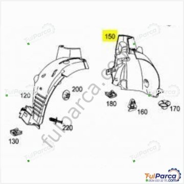 Mercedes W204 Çamurluk Davlumbazı/Önün Arkası Davlumbaz Sağ