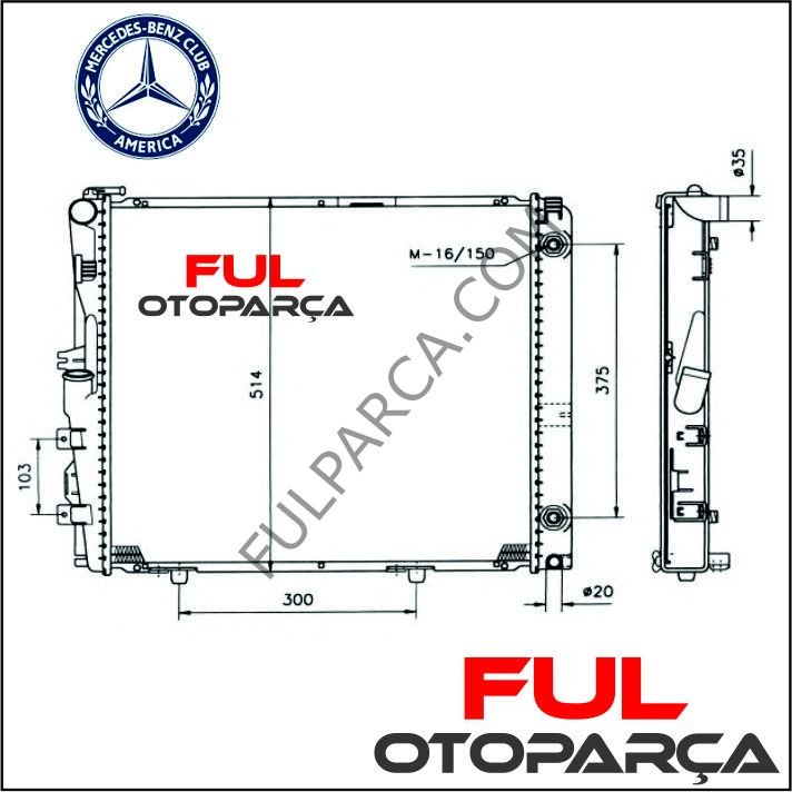 Mercedes W124 E280, E320, 260E, 280E, 300E Su Radyatörü. 530*490