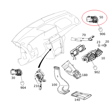 Mercedes W204 Hava Nozulu/Hava Kanalı Sağ