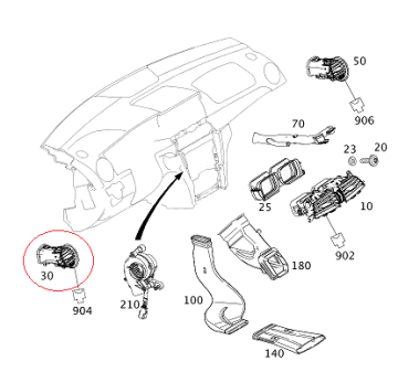 Mercedes W204 Hava Nozulu/Hava Kanalı Sol